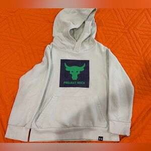 Under Armour Kids Light Cream Hoodie with Green Project Rock Logo